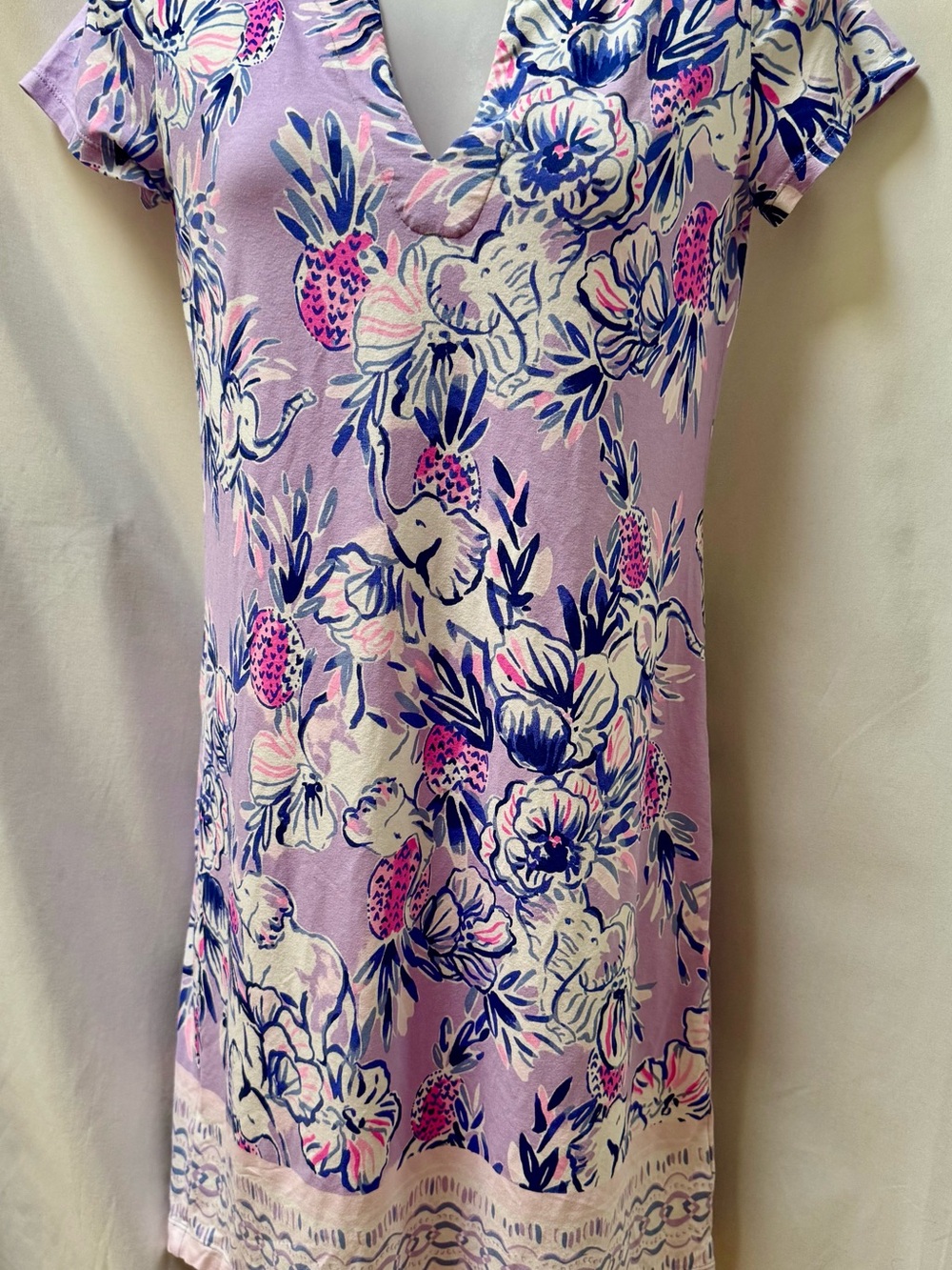 Lilly Pulitzer “Trunks In The Air” V-Neck Short Sleeve Shift Dress Size XS